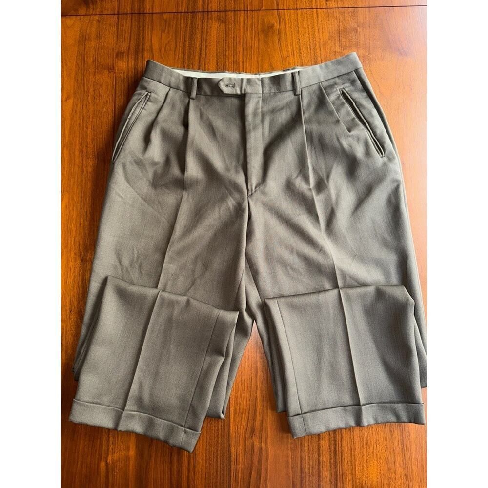 Vintage Jones New York (JNY) Men's Pleated Dress Pants Taupe Brown - Size 35x31